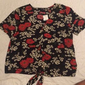 Madewell novel tie front top
